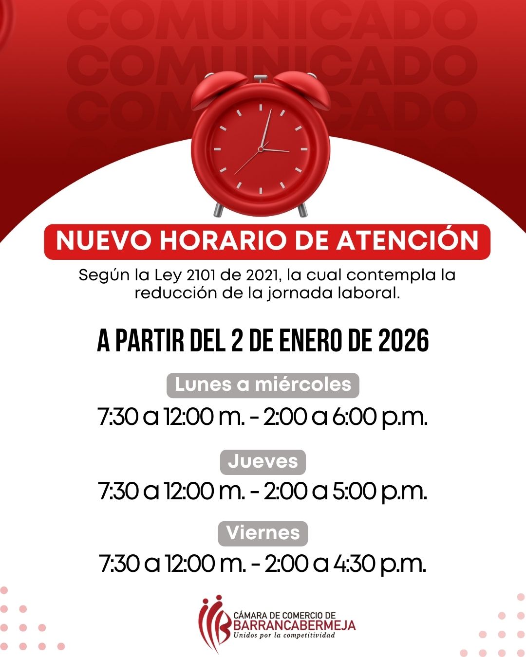Horario 2026